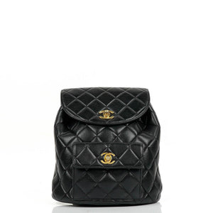 Chanel Small Duma CC Classic Black Quilted Lambskin Backpack With 24K Gold-Plated Hardware