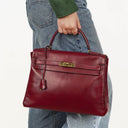 Vintage Hermès Kelly 32 Retourne In Burgundy H Box Calf With Gold Hardware