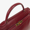 Vintage Hermès Kelly 32 Retourne In Burgundy H Box Calf With Gold Hardware