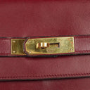 Vintage Hermès Kelly 32 Retourne In Burgundy H Box Calf With Gold Hardware