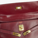 Vintage Hermès Kelly 32 Retourne In Burgundy H Box Calf With Gold Hardware