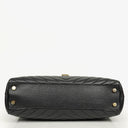 Yves Saint Laurent Classic Chevron Quilted Leather Monogram Black Shopping Tote Bag