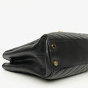 Yves Saint Laurent Classic Chevron Quilted Leather Monogram Black Shopping Tote Bag