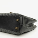 Yves Saint Laurent Classic Chevron Quilted Leather Monogram Black Shopping Tote Bag