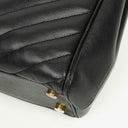 Yves Saint Laurent Classic Chevron Quilted Leather Monogram Black Shopping Tote Bag