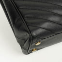 Yves Saint Laurent Classic Chevron Quilted Leather Monogram Black Shopping Tote Bag