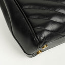 Yves Saint Laurent Classic Chevron Quilted Leather Monogram Black Shopping Tote Bag