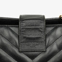Yves Saint Laurent Classic Chevron Quilted Leather Monogram Black Shopping Tote Bag
