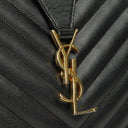 Yves Saint Laurent Classic Chevron Quilted Leather Monogram Black Shopping Tote Bag