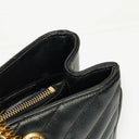 Yves Saint Laurent Classic Chevron Quilted Leather Monogram Black Shopping Tote Bag