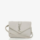 Yves Saint Laurent Grey Leather Pouch Line Mini Crossbody Bag