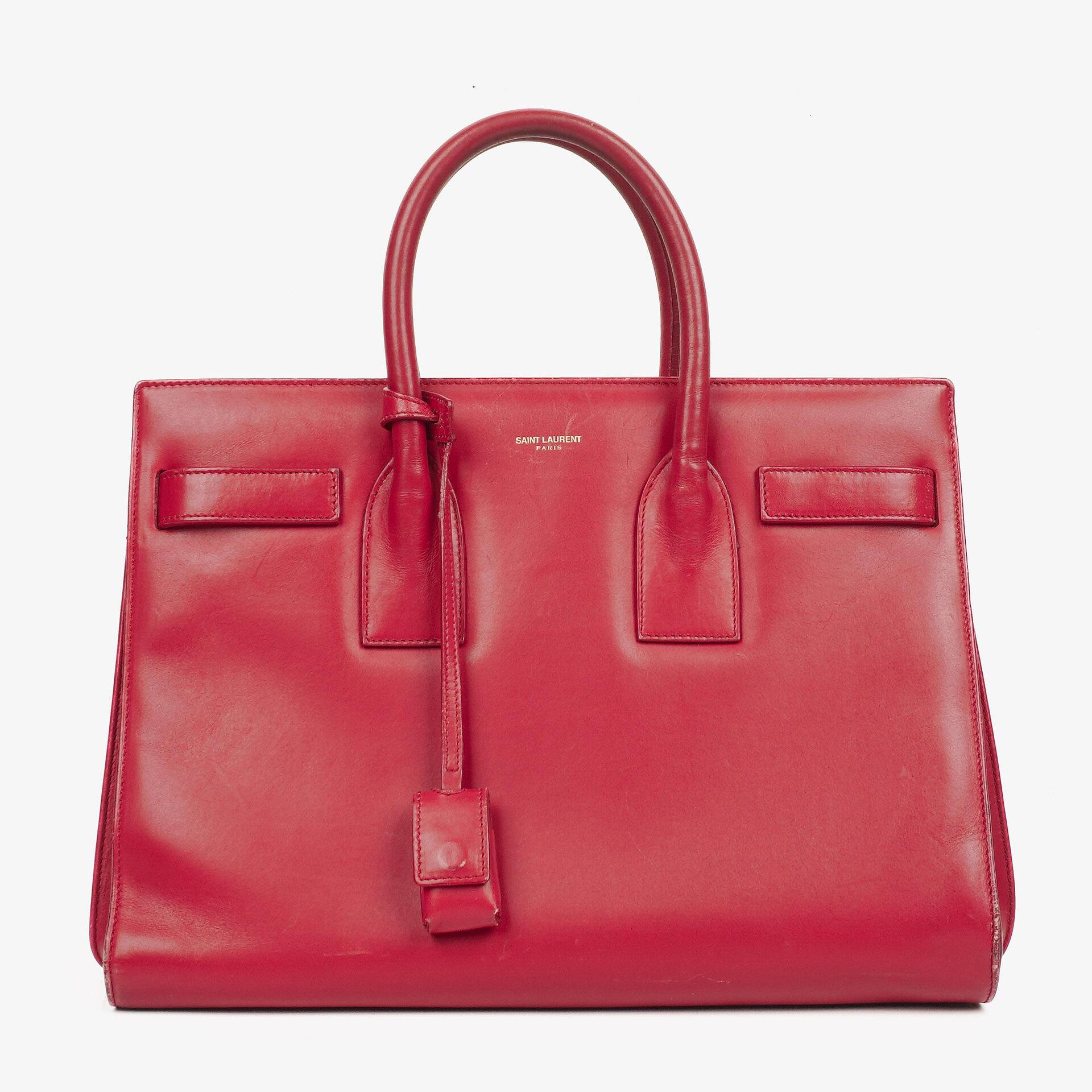 Yves Saint Laurent Red Leather Small Sac de Jour Bag