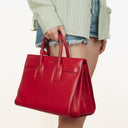 Yves Saint Laurent Red Leather Small Sac de Jour Bag