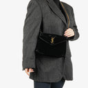 Yves Saint Laurent Velvet Y Quilted Monogram Small Loulou Chain Satchel Bag