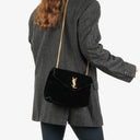 Yves Saint Laurent Velvet Y Quilted Monogram Small Loulou Chain Satchel Bag